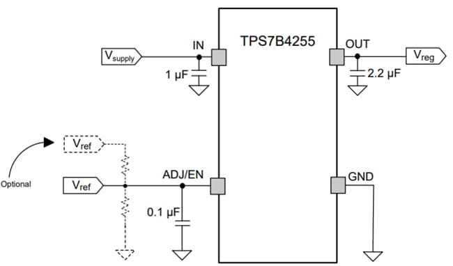 Applikations-Schaltungsdiagramm - Texas Instruments TPS7B4255/TPS7B4255-Q1 LDO-Regler